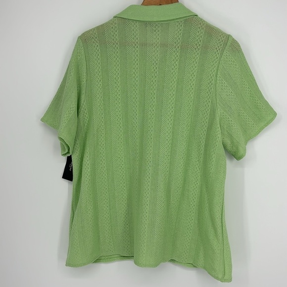 Alfani Great Escape Button Front Short Sleeve Sweater Women’s Size 1XL Green NWT - Picture 8 of 8